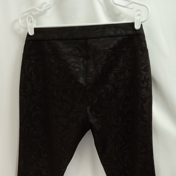 Flirtatious Brand Women's Size L Pull-On Pants Black Silver Embossed - Picture 7 of 14